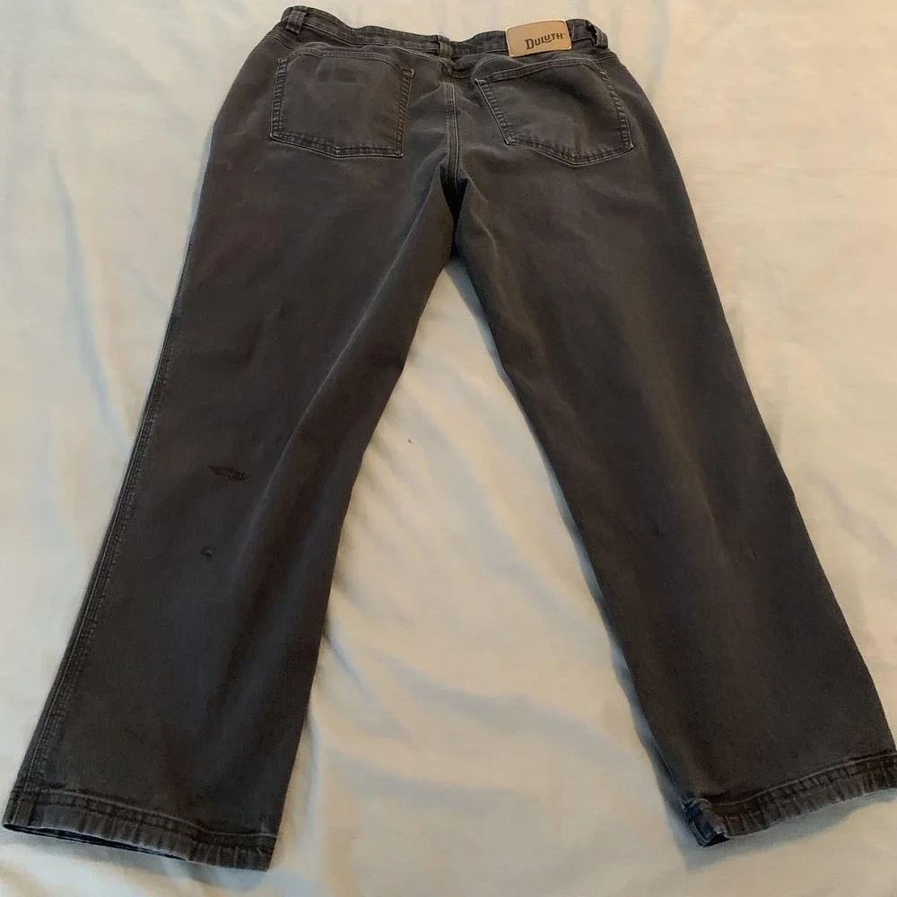 Duluth‎ Trading Co Pants Mens 35x28 Gray Flex Fire Hose Relaxed Canvas Workwear